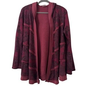 CMC Color Me Cotton Floral Hooded Cardigan‎ Sweater M Whimsigoth Boho Fairy